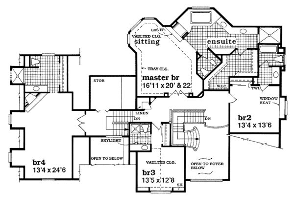House Plan Design - Mediterranean Floor Plan - Upper Floor Plan #47-875