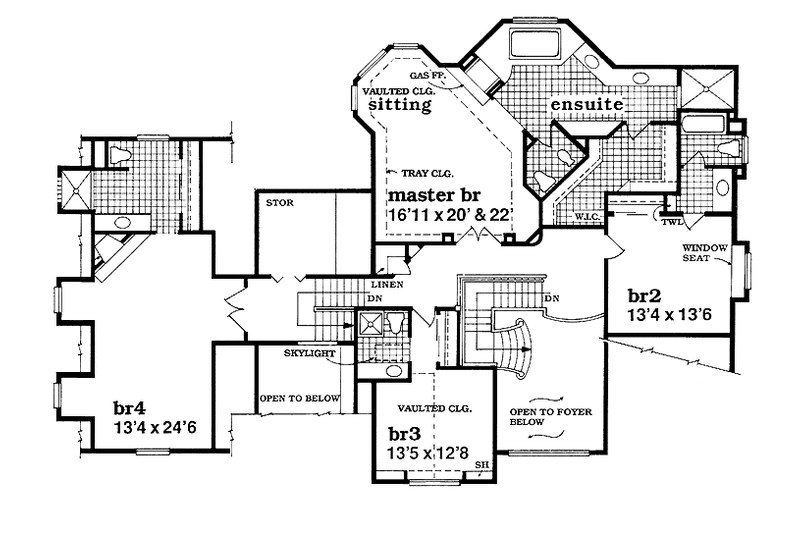 Home Plan - Floor Plan - Upper Floor 1 for Mediterranean House Plan #47-875 - 4 bed, 4.5 bath