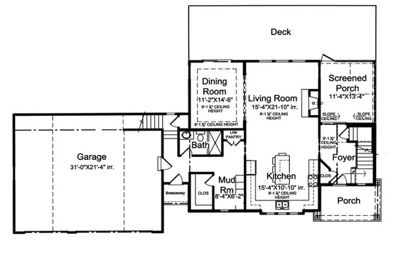 Floor Plan - Main Floor for Traditional House Plan #46-919 - 3 bed, 4 bath