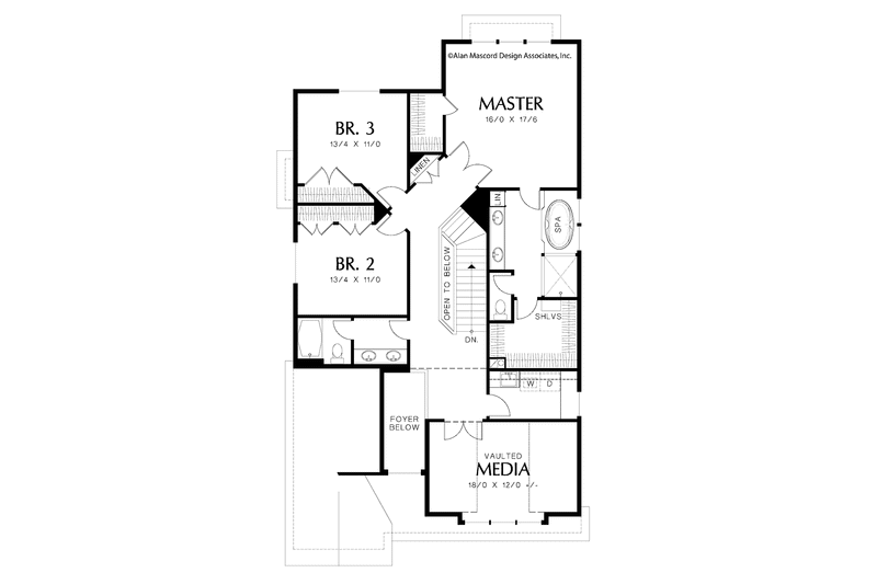 Architectural House Design - Floor Plan - Upper Floor for Craftsman House Plan #48-848 - 3 bed, 2.5 bath