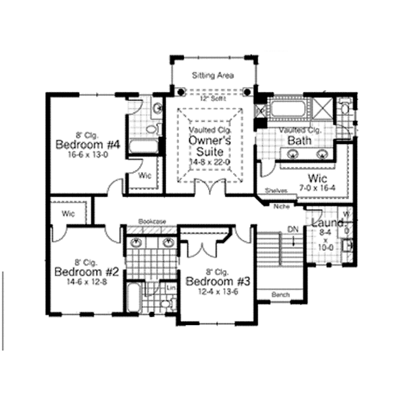 Architectural House Design - Country Floor Plan - Upper Floor Plan #51-1121