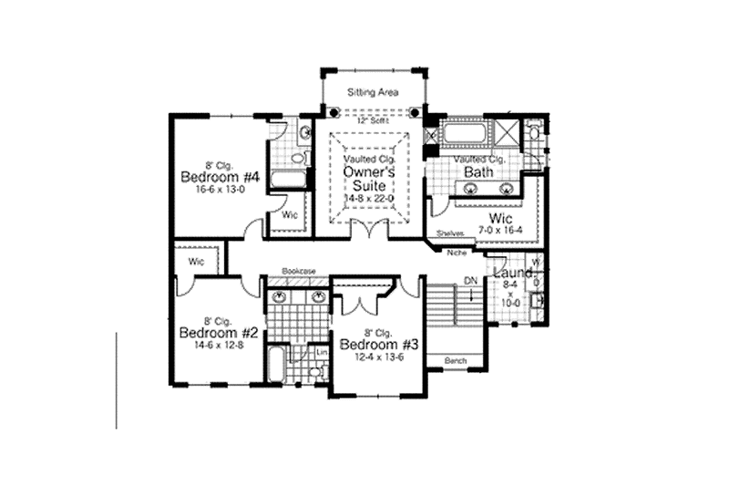 Home Plan - Floor Plan - Upper Floor for Country House Plan #51-1121 - 4 bed, 3.5 bath