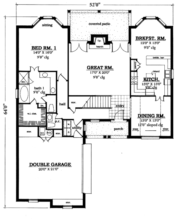 Dream House Plan - Country Floor Plan - Main Floor Plan #42-622