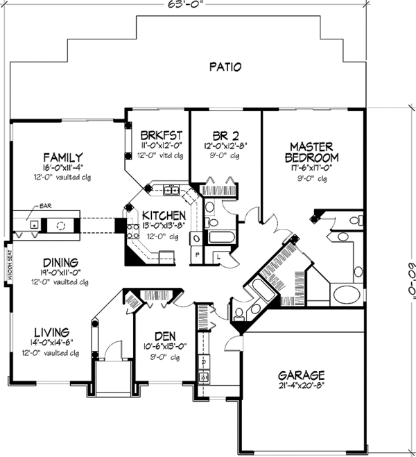 Architectural House Design - Prairie Floor Plan - Main Floor Plan #320-1071