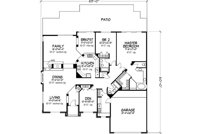 Dream House Plan - Floor Plan - Main Floor for Prairie House Plan #320-1071 - 2 bed, 3 bath