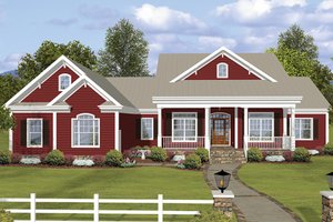 Exterior - Front Elevation 3 for Ranch House Plan #56-696 - 3 bed, 3.5 bath