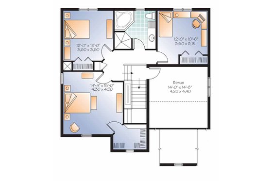 Floor Plan - Upper Floor for Country House Plan #23-2538 - 3 bed, 2 bath