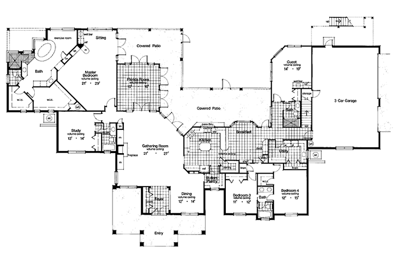 Home Plan - Floor Plan - Main Floor for Prairie House Plan #417-619 - 4 bed, 5 bath