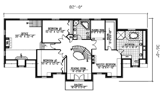 Floor Plan - Upper Floor for European House Plan #138-232 - 3 bed, 2.5 bath