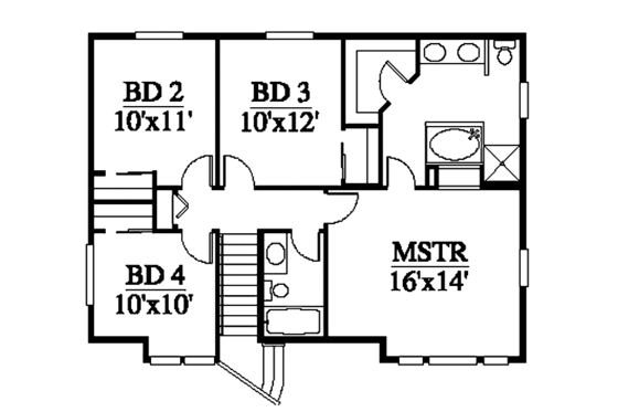 Floor Plan - Upper Floor for Contemporary House Plan #951-14 - 4 bed, 2.5 bath