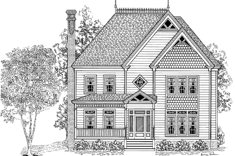 Architectural House Design - Victorian Exterior - Front Elevation Plan #1014-27