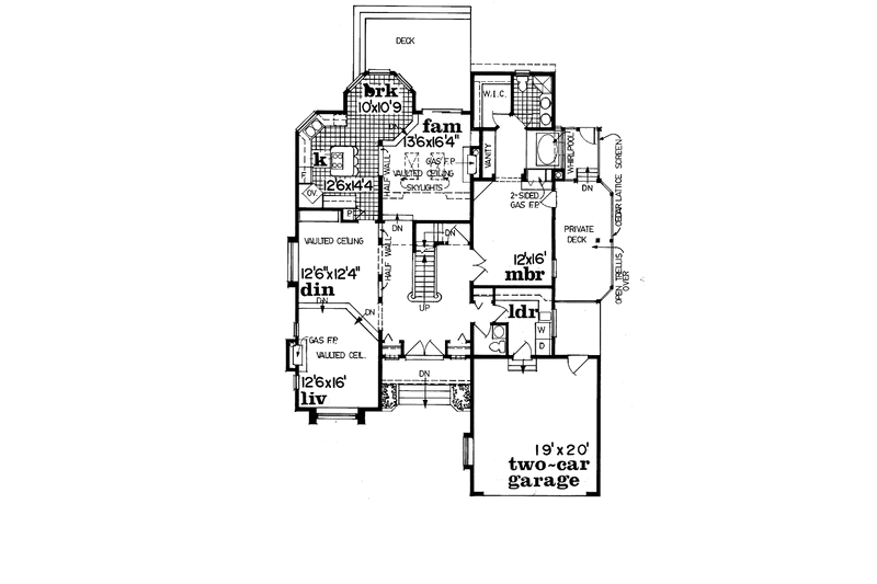 House Blueprint - Floor Plan - Main Floor for Contemporary House Plan #47-743 - 2 bed, 2.5 bath