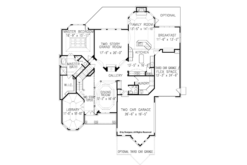 Home Plan - Floor Plan - Main Floor for European House Plan #54-291 - 3 bed, 3.5 bath