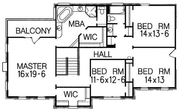 Architectural House Design - Colonial Floor Plan - Upper Floor Plan #15-338