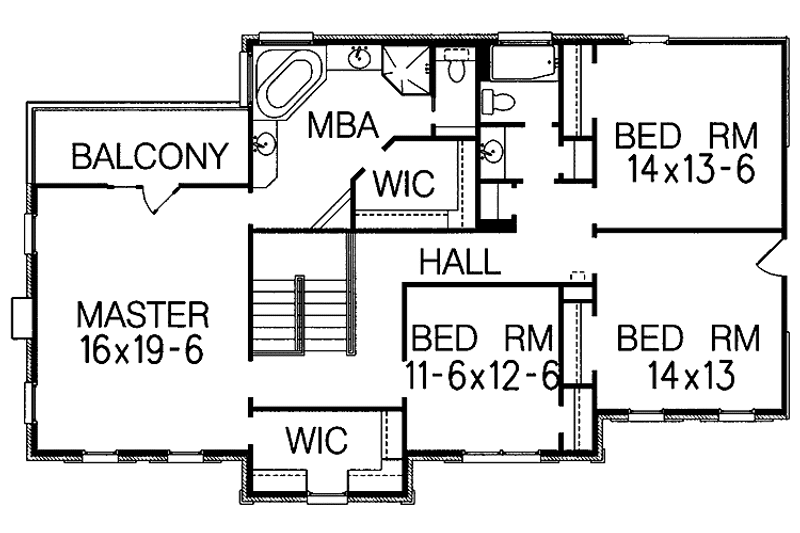 Architectural House Design - Floor Plan - Upper Floor for Colonial House Plan #15-338 - 4 bed, 2.5 bath