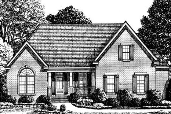 Exterior - Front Elevation for Traditional House Plan #34-214 - 3 bed, 2 bath