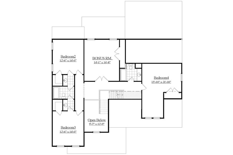Dream House Plan - Floor Plan - Upper Floor for Farmhouse House Plan #1071-6 - 4 bed, 3.5 bath