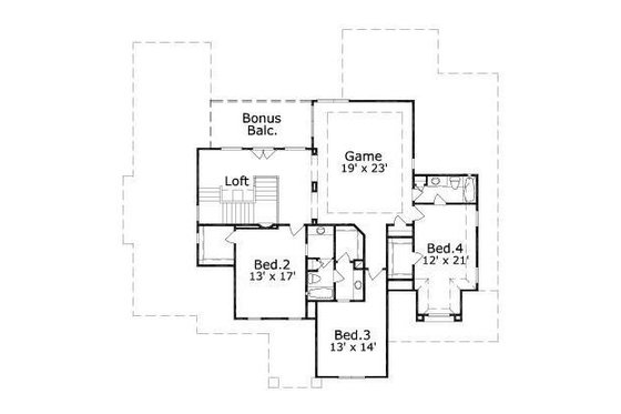 Floor Plan - Upper Floor for Mediterranean House Plan #411-204 - 4 bed, 3 bath