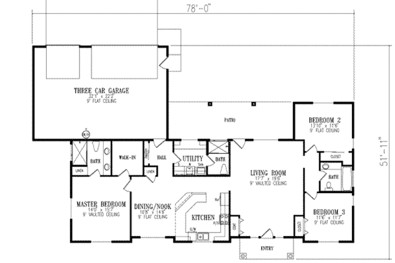 House Plan Design - Floor Plan - Main Floor for Mediterranean House Plan #1-385 - 3 bed, 3 bath