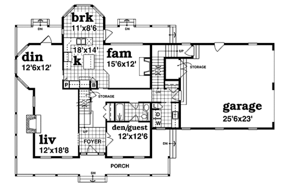 Floor Plan - Main Floor for Country House Plan #47-374 - 4 bed, 3 bath