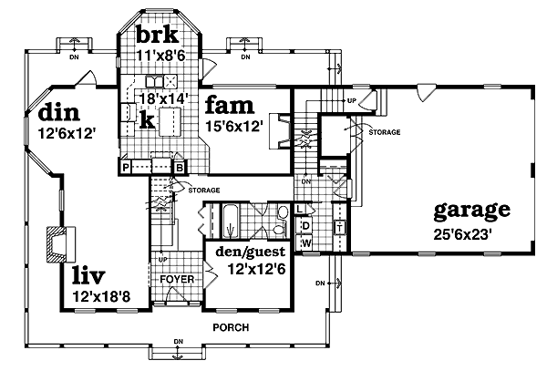 Country Floor Plan - Main Floor Plan #47-374