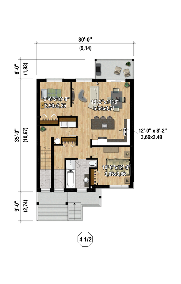 Contemporary Floor Plan - Main Floor Plan #25-4980