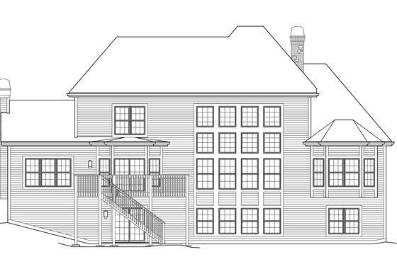 Exterior - Rear Elevation for European House Plan #57-576 - 4 bed, 3.5 bath