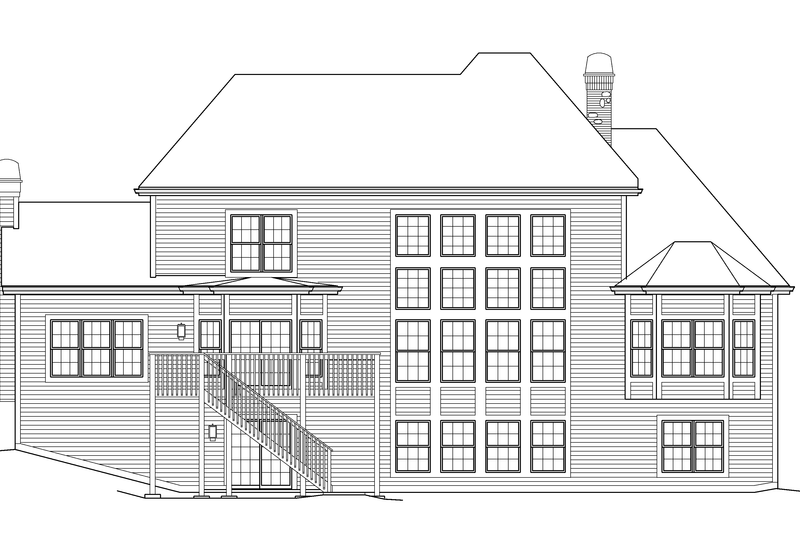 Architectural House Design - Exterior - Rear Elevation for European House Plan #57-576 - 4 bed, 3.5 bath