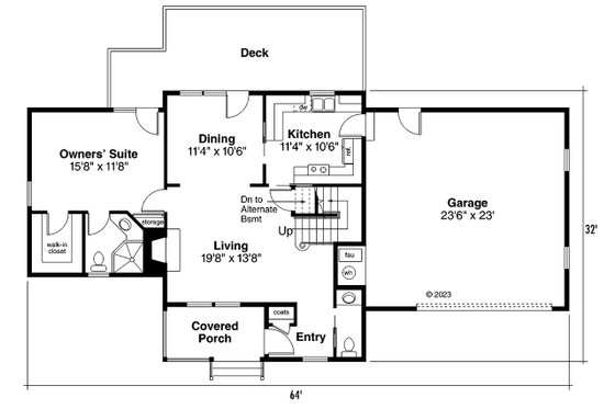 Floor Plan - Main Floor for Farmhouse House Plan #124-147 - 4 bed, 2.5 bath