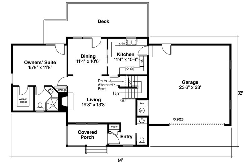 Home Plan - Floor Plan - Main Floor for Farmhouse House Plan #124-147 - 4 bed, 2.5 bath