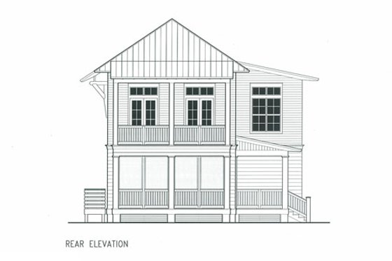 Exterior - Rear Elevation for Beach House Plan #443-6 - 4 bed, 4.5 bath