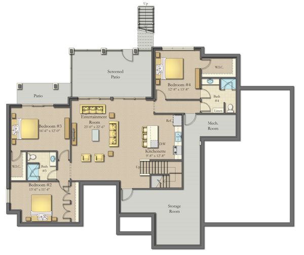 House Design - Modern Floor Plan - Lower Floor Plan #1057-25