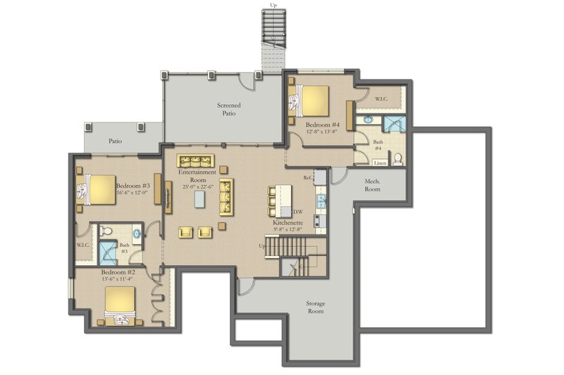 Dream House Plan - Floor Plan - Lower Floor for Modern House Plan #1057-25 - 4 bed, 4 bath