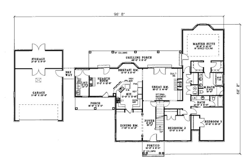 Home Plan - Floor Plan - Main Floor for Country House Plan #17-2352 - 3 bed, 2 bath