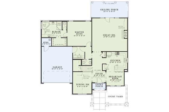 Floor Plan - Main Floor for European House Plan #17-204 - 3 bed, 2.5 bath
