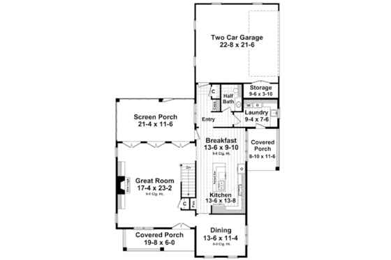Floor Plan - Main Floor for Traditional House Plan #21-322 - 4 bed, 2.5 bath