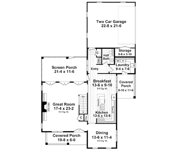 House Design - Traditional Floor Plan - Main Floor Plan #21-322