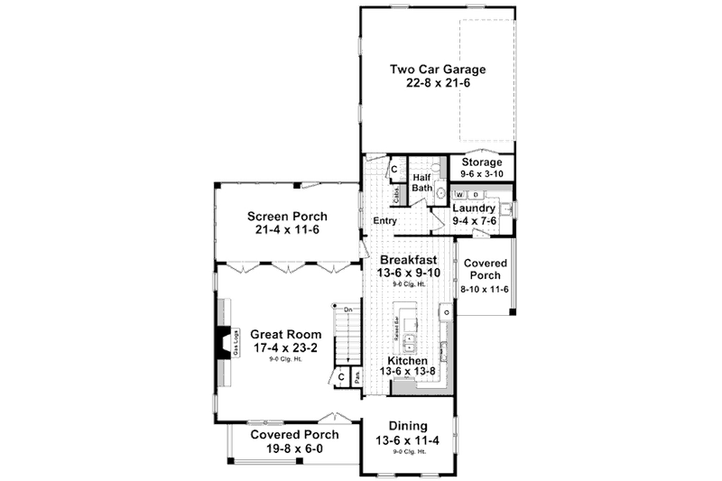 Dream House Plan - Floor Plan - Main Floor for Traditional House Plan #21-322 - 4 bed, 2.5 bath
