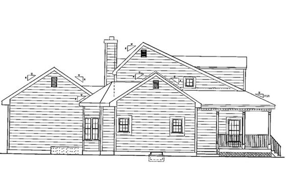 Exterior - Covered Porch for Farmhouse House Plan #3-257 - 5 bed, 2.5 bath