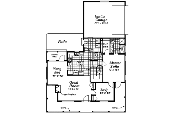 Floor Plan - Main Floor for Farmhouse House Plan #18-290 - 4 bed, 3.5 bath