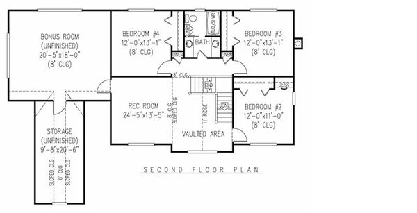 Farmhouse Floor Plan - Upper Floor Plan #11-124