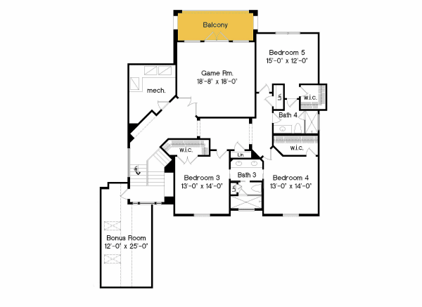 European Floor Plan - Upper Floor Plan #135-189