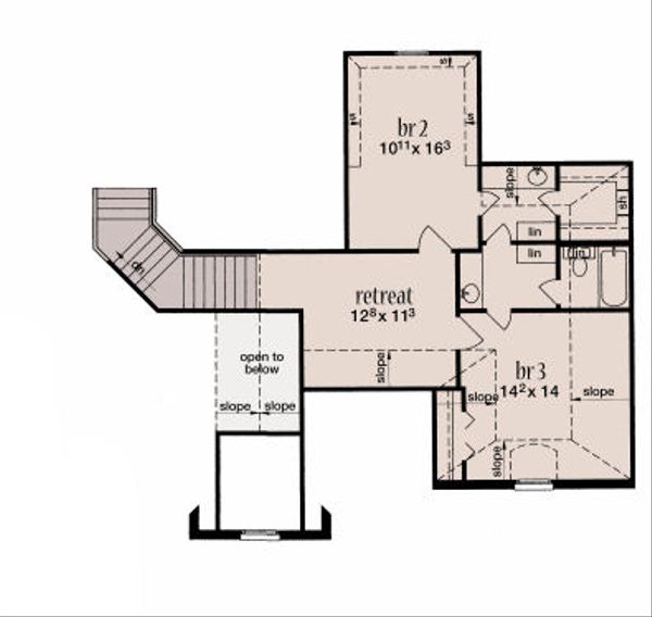 Traditional Floor Plan - Upper Floor Plan #36-488