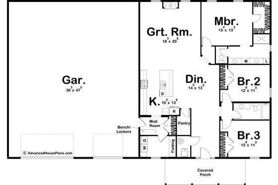 Floor Plan - Main Floor for Barndominium House Plan #455-262 - 3 bed, 2 bath