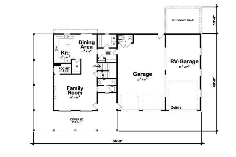 Architectural House Design - Floor Plan - Main Floor for Barndominium House Plan #20-2551 - 3 bed, 2.5 bath