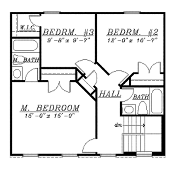 Home Plan - Colonial Floor Plan - Upper Floor Plan #320-1048