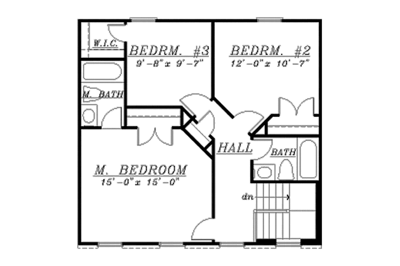Architectural House Design - Floor Plan - Upper Floor for Colonial House Plan #320-1048 - 3 bed, 2.5 bath