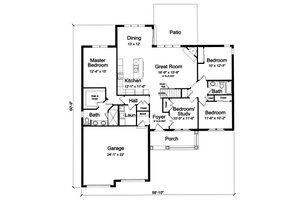 Floor Plan - Main Floor for Cottage House Plan #46-926 - 4 bed, 2 bath