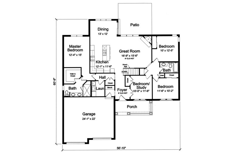 Dream House Plan - Floor Plan - Main Floor for Cottage House Plan #46-926 - 4 bed, 2 bath