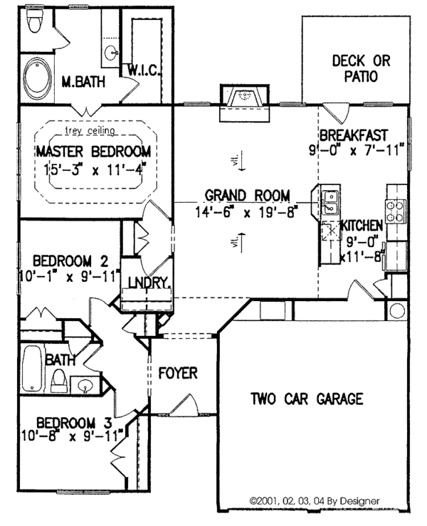 Architectural House Design - Ranch Floor Plan - Main Floor Plan #54-199